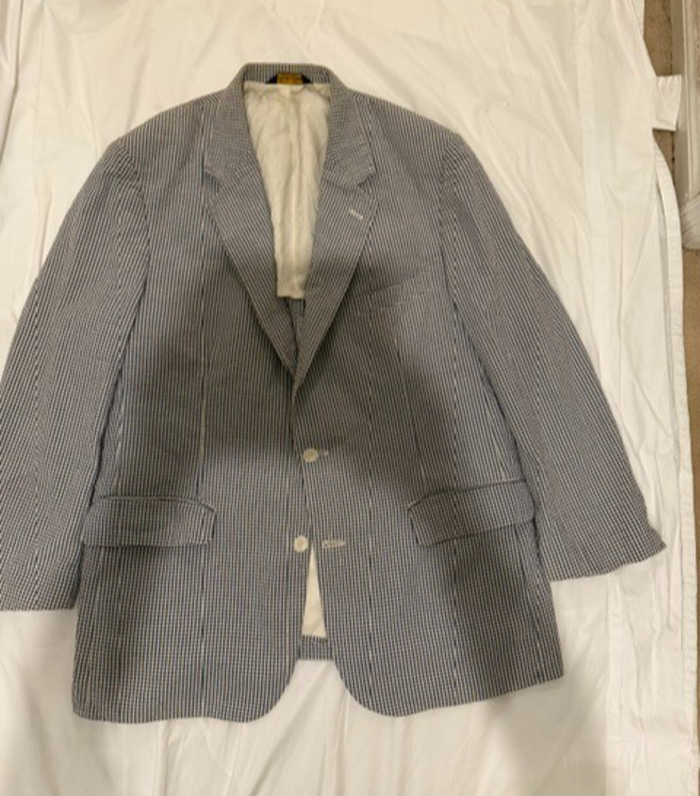 Vintage Brooks Brothers Blazer Men 46R Blue Checked Seersucker Sport Coat